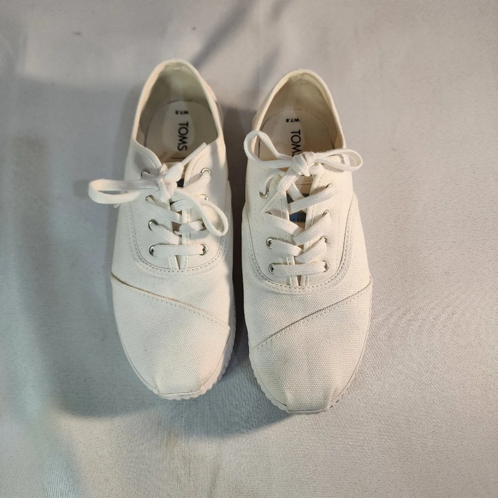 TOMS Women's White Cordones Indio Canvas Sneakers Size 7.5 - Picture 6 of 9